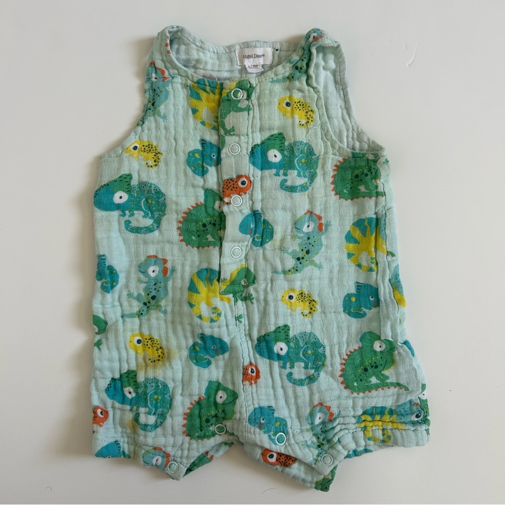 Angel Dear Romper with Chameleon Lizard Print 6-12 months